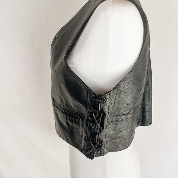 JR Genuine Leather Women’s Motorcycle Side Lace Snap Up Vest - Picture 10 of 14